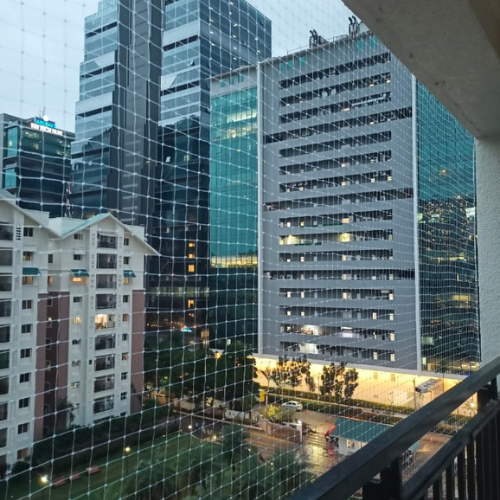 Family safe on balcony with invisible grill